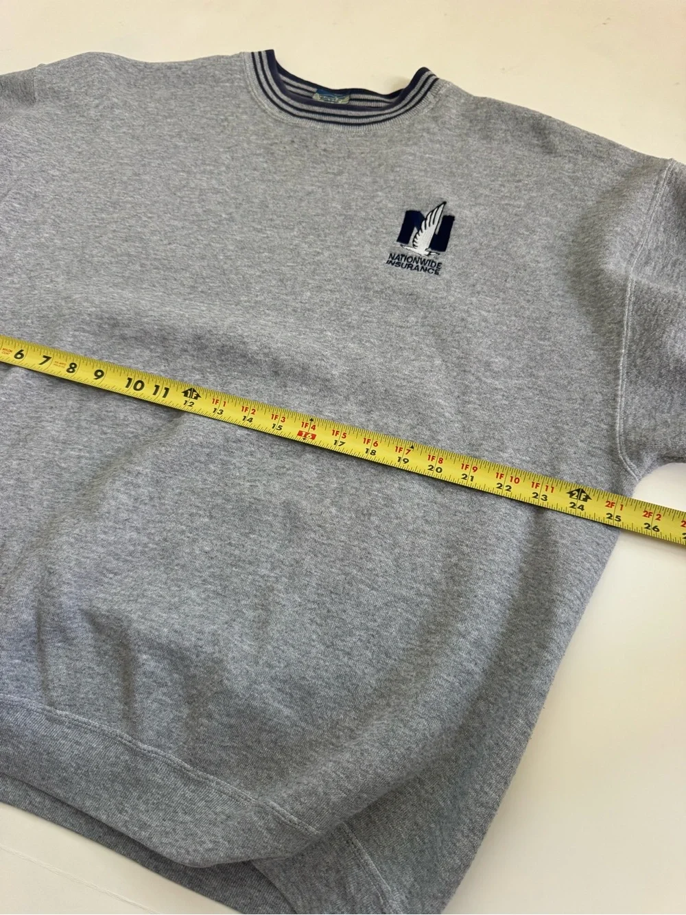 Vintage 90s Nationwide Insurance Sweatshirt XL USA Made Gray Striped Crewneck